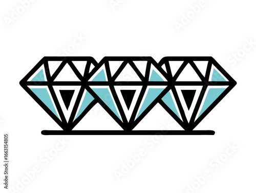 Group of Diamonds placed on reflection background, 3d rendering.
