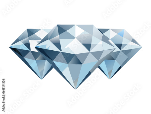 Group of Diamonds placed on reflection background, 3d rendering.
