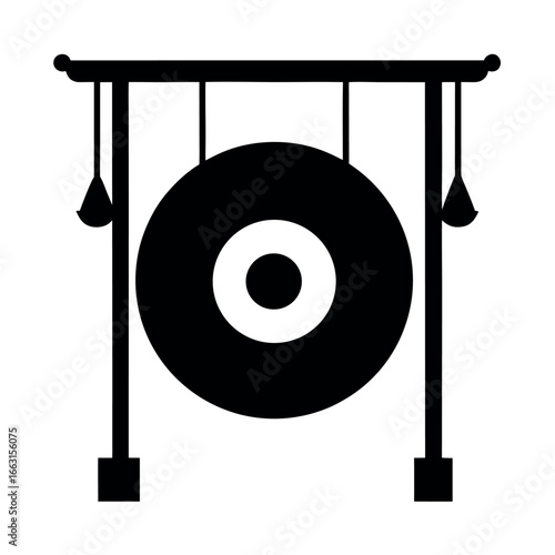 Traditional gong musical instrument captured in artistic style Vector illustration