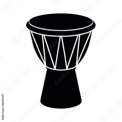 Talking drum percussion instrument with unique artistic vector design Vector illustration