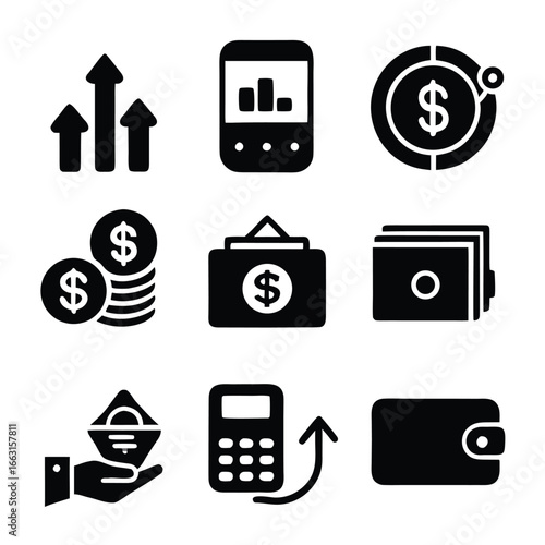  A set of nine finance icons