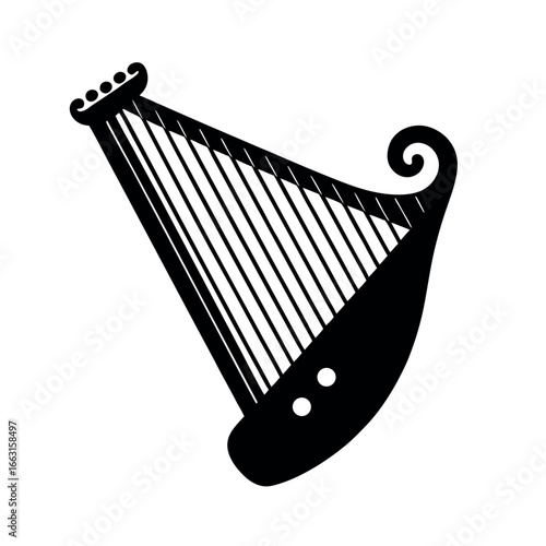 Zither stringed musical instrument in detailed artistic vector illustration
