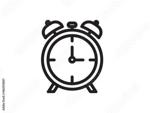 Stylish Smart Alarm Clock Icon in Clean Minimal Vector Line Illustration