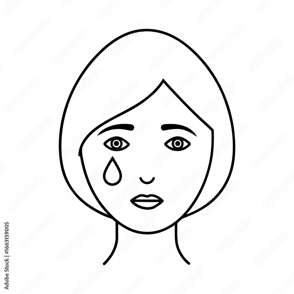Fototapeta premium Face with teardrop shaped minimalist eyes art Vector illustration