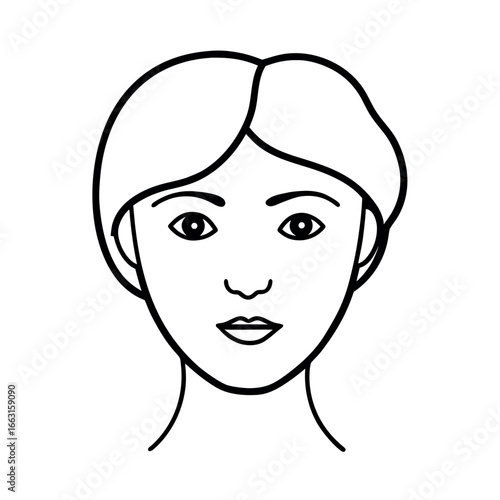 Artistic vector of a partial female face highlighting nose lips and one eye