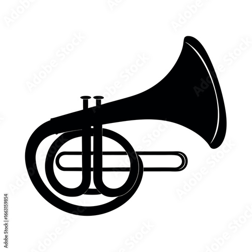 Baritone horn musical instrument silhouette artwork Vector illustration