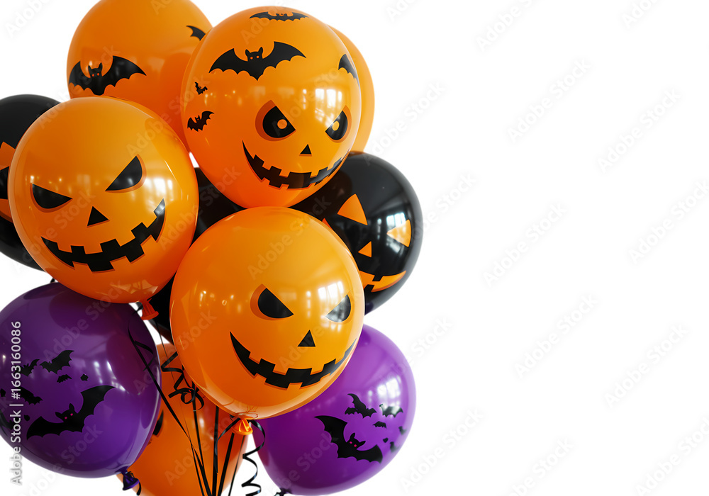 Obraz premium Halloween Party Decorations Jackolantern Balloons isolated on transparent background