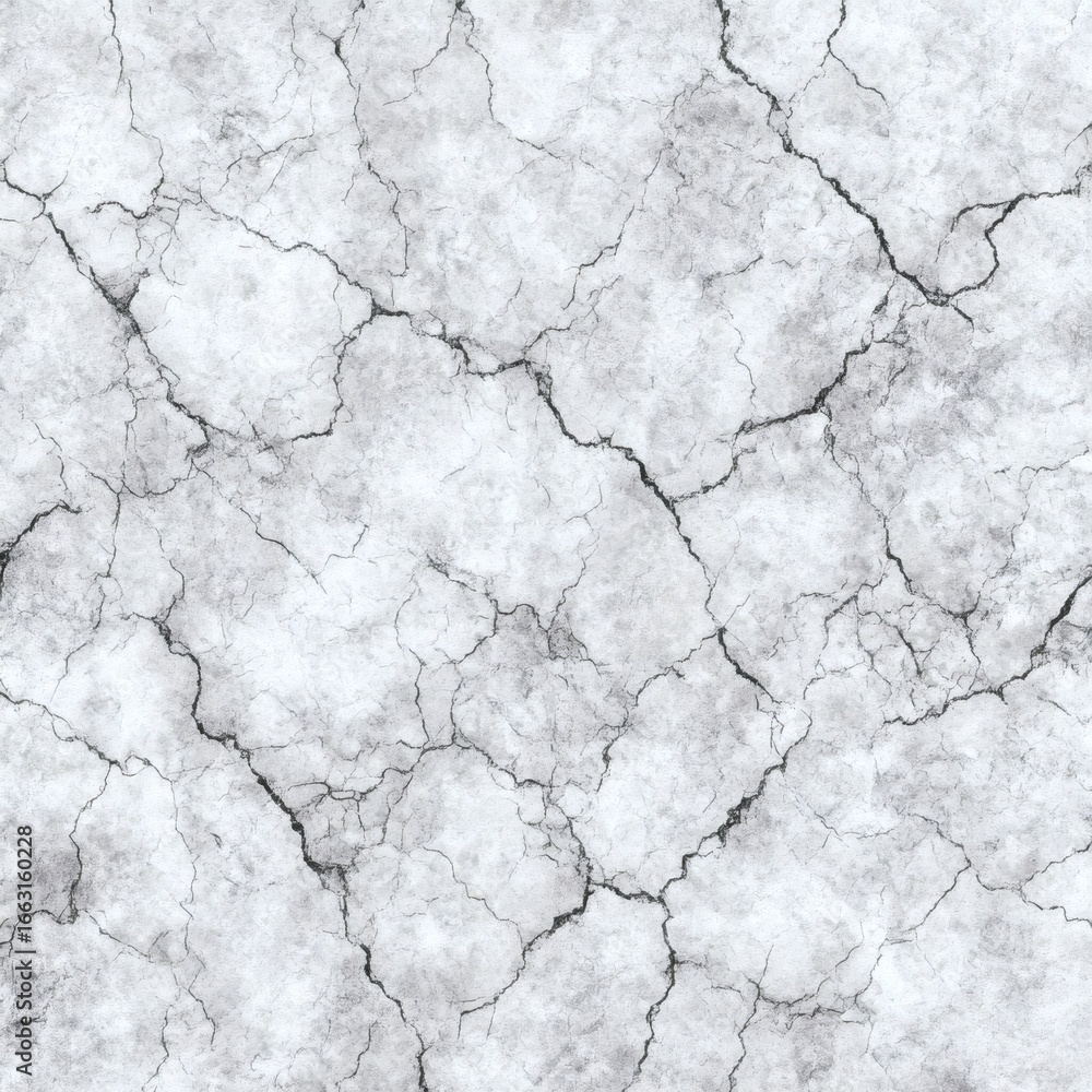 Fototapeta premium Light gray cracked stone texture with subtle fractures, aged concrete surface featuring light gray break lines, weathered stone background with soft gray crack patterns
