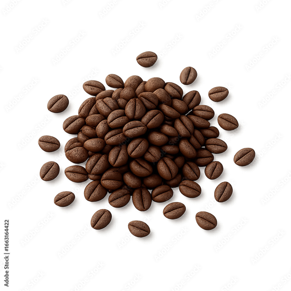 Obraz premium Coffee Beans Pile with Scattered Beans – Transparent Isolated PNG