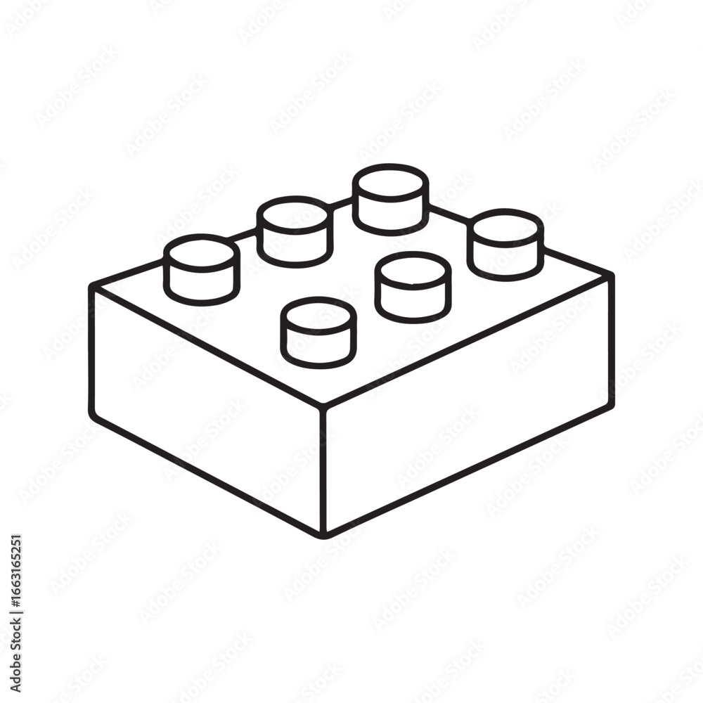 Fototapeta premium Toy building block line icon. Plastic constructor brick outline vector illustration. Kids game piece isolated on white background. 