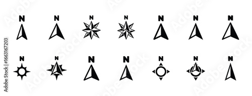 Set of Compass icon symbol vector on white background