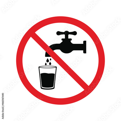 No drinking water sign illustration tap faucet prohibition symbol vector graphic