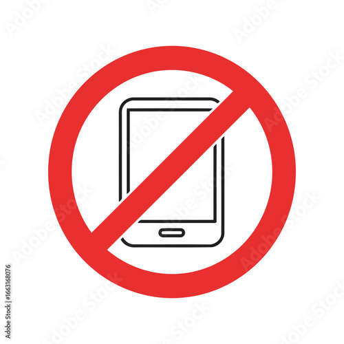 No mobile phone allowed sign prohibition symbol vector illustration