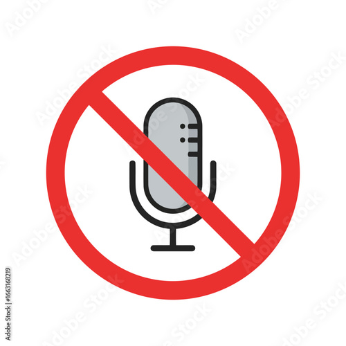 Mute microphone icon vector no sound symbol silence sign audio off communication stop graphic