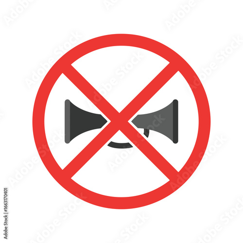 No honking sign vector illustration silence zone symbol quiet area icon traffic regulation graphic