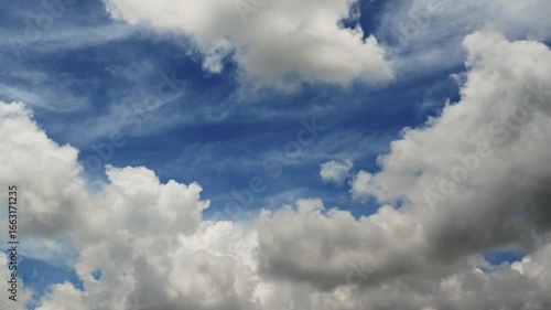 Beautiful White Clouds Fluffy Against a Bright Blue Sky Landscape