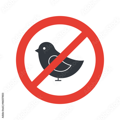 No birds allowed sign vector illustration animal ban symbol warning icon forbidden