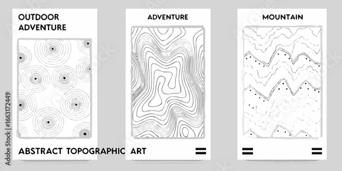 Abstract Topographic Art with Outdoor Adventure Theme