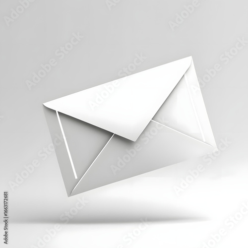 Elegant white envelope floating in a modern, minimalist space conveys messaging and communication delivery