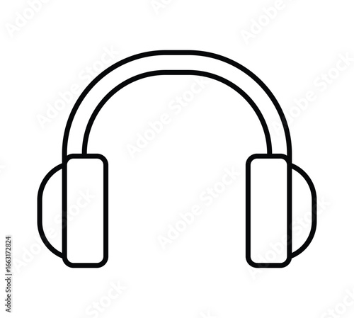 Simple and Minimalist Outline of Headphones on a White Background