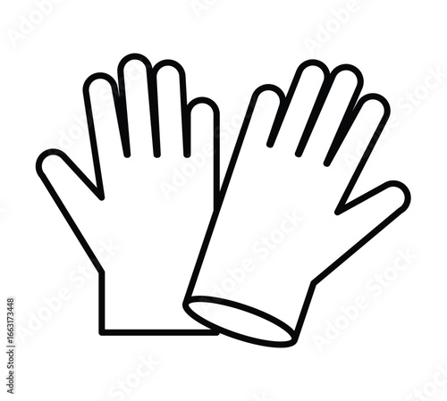 Black and White Illustration of Two Hands Wearing Protective Gloves