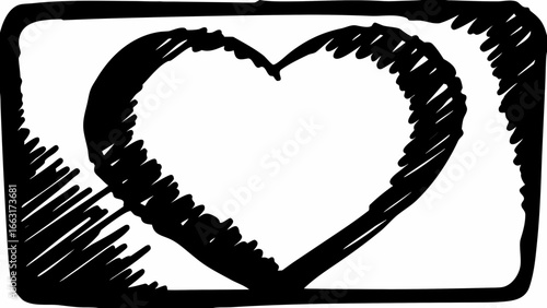 Hand Drawn Heart Inside Rectangle On White love symbol