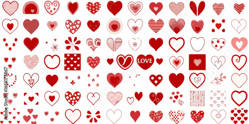 Large Collection of Red and Pink Hearts Various Styles