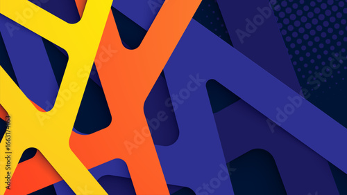 Abstract colorful background with orange and blue design and 3D layers illustration