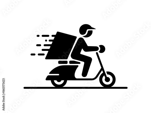 Fast and Efficient Food Delivery Service Icon on Scooter Motorcycle Vector Illustration for E commerce and Modern Convenience