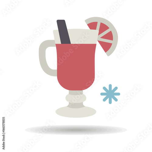 Mulled wine with orange slice and cinnamon stick