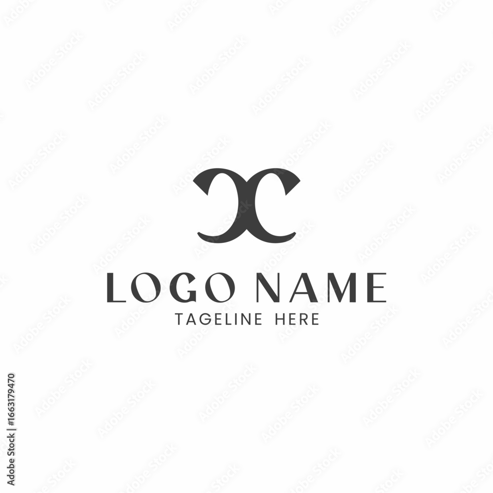 Obraz premium Minimalist CC Monogram Logo Design – Elegant Black Letter Mark Symbol for Branding and Business Identity