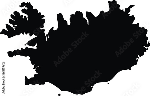 Iceland map icon – simple black silhouette outline of Icelandic country map