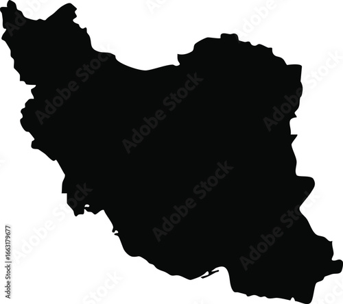 Iran map icon – simple black silhouette outline of Iranian country map