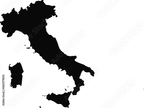 Italy map icon – simple black silhouette outline of Italian country map