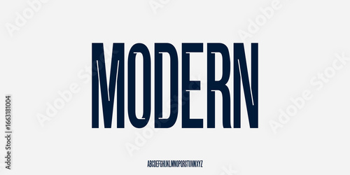 Nice classy Condensed Font. Semi Bold Regular Uppercase Number Typography urban style alphabet fonts for fashion, sport, technology, digital, movie, logo design, vector illustration

