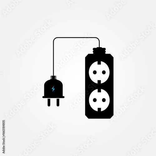 Vector illustration of an extension socket with multiple outlets, modern design for electricity and power supply concepts. Perfect for technology, household, and electronic equipment themes.