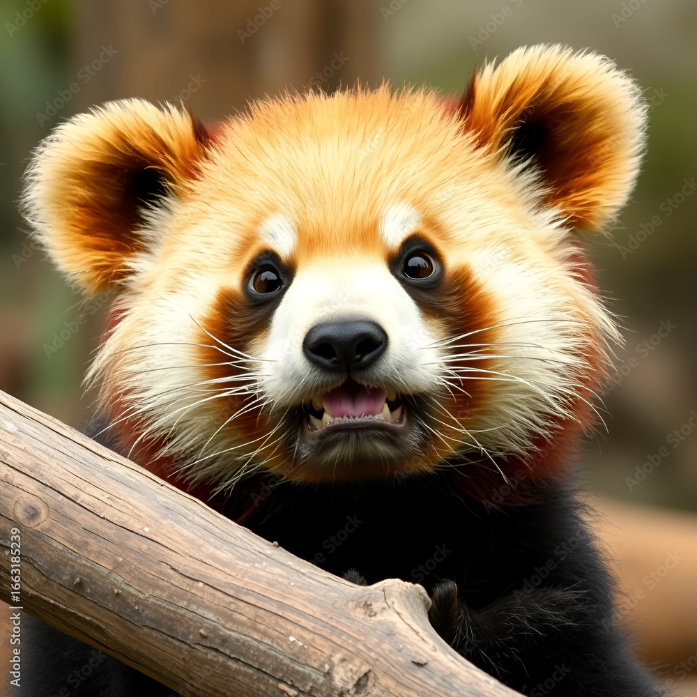 Fototapeta premium Close up the Only Brown Panda in this World, Qi Zai