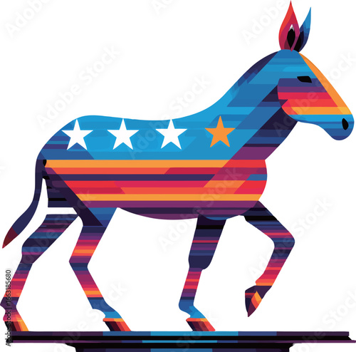 Colorful illustrated donkey symbolizing the Democratic Party.