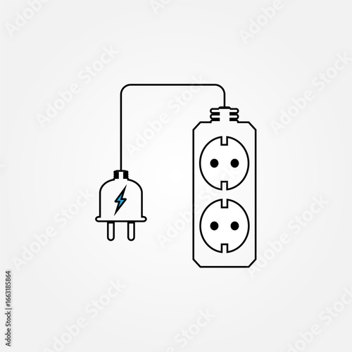 Vector illustration of an extension socket with multiple outlets, modern design for electricity and power supply concepts. Perfect for technology, household, and electronic equipment themes.