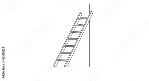 Illustration of a wooden ladder leaning against a wall for construction and access