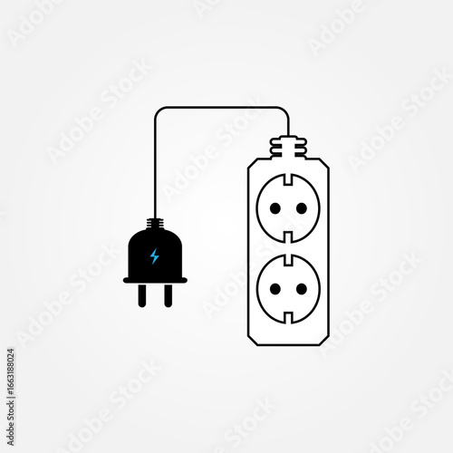 Vector illustration of an extension socket with multiple outlets, modern design for electricity and power supply concepts. Perfect for technology, household, and electronic equipment themes.