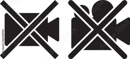 Two black silhouette icons no video recording allowed