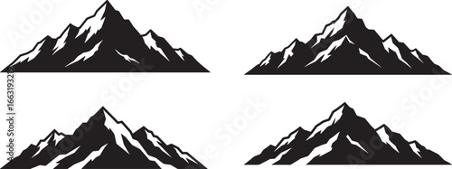 Four jagged mountain peaks silhouette