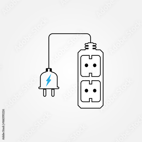 Vector illustration of an extension socket with multiple outlets, modern design for electricity and power supply concepts. Perfect for technology, household, and electronic equipment themes.