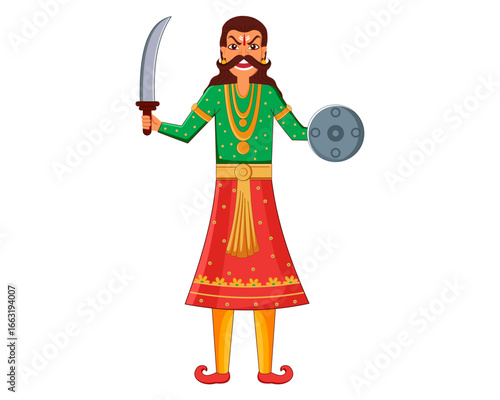 Lord Rama killing Ravana in Dussehra Vijayadashami celebrating Happy Dussehra Vector Design