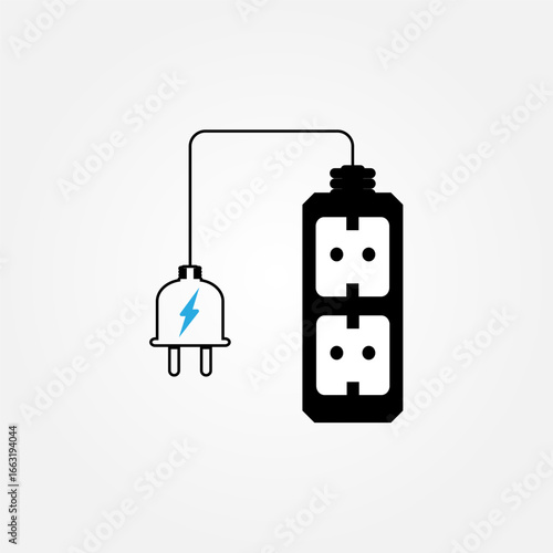 Vector illustration of an extension socket with multiple outlets, modern design for electricity and power supply concepts. Perfect for technology, household, and electronic equipment themes.
