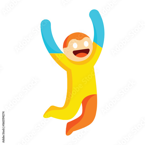 Joyful Leap: A vibrant cartoon illustration showcases a figure in mid-air, embodying pure joy, exuberance, and the thrill of a successful accomplishment.