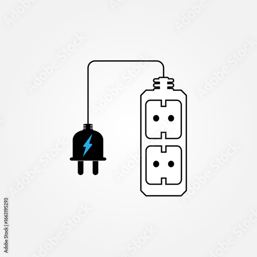 Vector illustration of an extension socket with multiple outlets, modern design for electricity and power supply concepts. Perfect for technology, household, and electronic equipment themes.