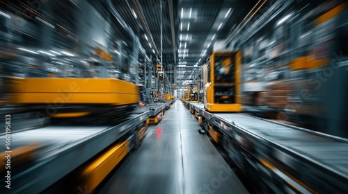 Automated guided vehicle system in a factory with motion blur