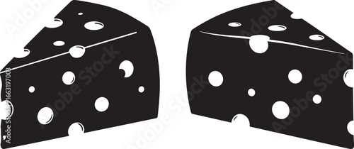 Two slices of swiss cheese silhouette